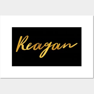 Reagan Name Hand Lettering in Faux Gold Letters Posters and Art